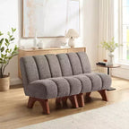 Chaise d'appoint sans accoudoirs Art Leon en tissu polaire avec pieds en bois d'hévéa