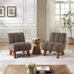 Chaise d'appoint sans accoudoirs Art Leon en tissu polaire avec pieds en bois d'hévéa