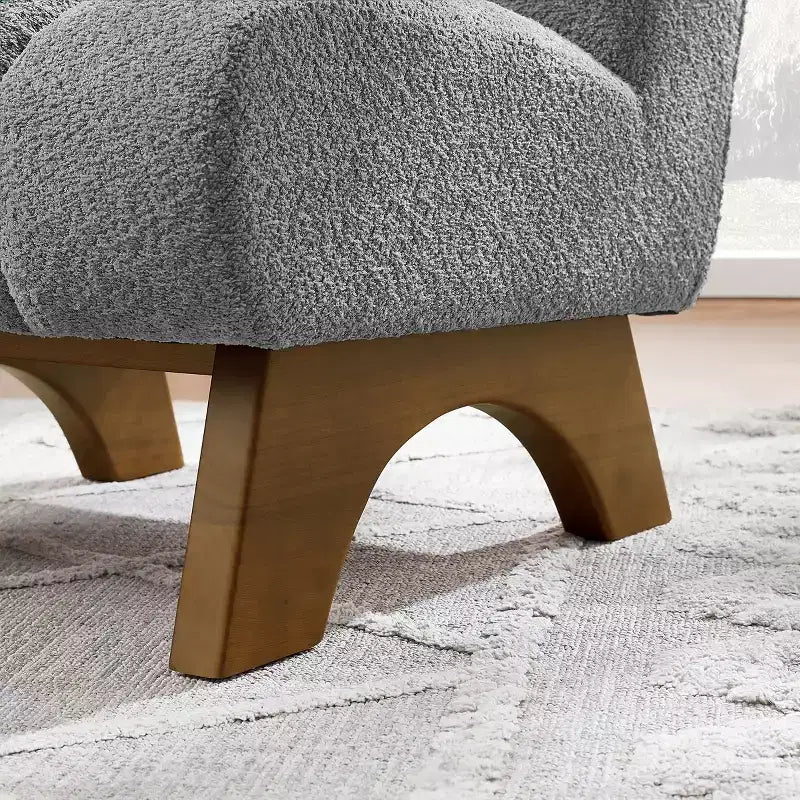 Chaise d'appoint sans accoudoirs Art Leon en tissu polaire avec pieds en bois d'hévéa