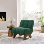 Chaise d'appoint sans accoudoirs Art Leon en tissu polaire avec pieds en bois d'hévéa
