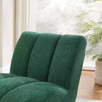 Chaise d'appoint sans accoudoirs Art Leon en tissu polaire avec pieds en bois d'hévéa