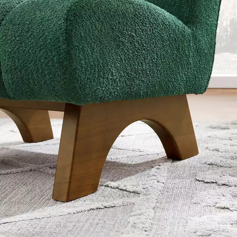 Chaise d'appoint sans accoudoirs Art Leon en tissu polaire avec pieds en bois d'hévéa
