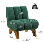 Chaise d'appoint sans accoudoirs Art Leon en tissu polaire avec pieds en bois d'hévéa