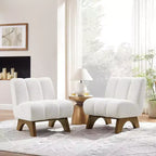 Chaise d'appoint sans accoudoirs Art Leon en tissu polaire avec pieds en bois d'hévéa
