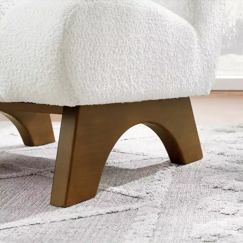 Chaise d'appoint sans accoudoirs Art Leon en tissu polaire avec pieds en bois d'hévéa