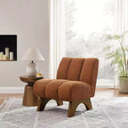 Chaise d'appoint sans accoudoirs Art Leon en tissu polaire avec pieds en bois d'hévéa