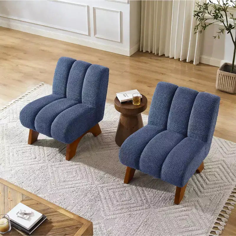 Chaise d'appoint sans accoudoirs Art Leon en tissu polaire avec pieds en bois d'hévéa