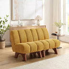 Chaise d'appoint sans accoudoirs Art Leon en tissu polaire avec pieds en bois d'hévéa