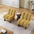Chaise d'appoint sans accoudoirs Art Leon en tissu polaire avec pieds en bois d'hévéa