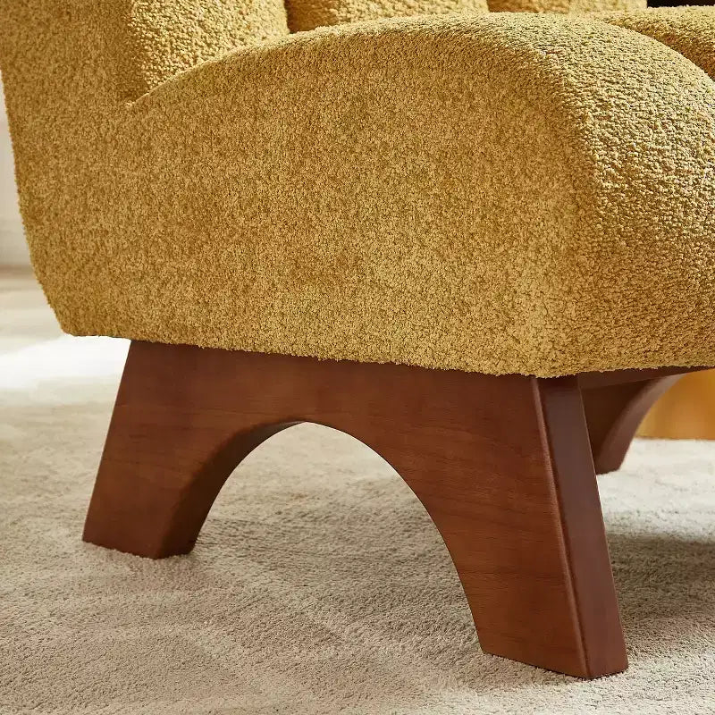 Chaise d'appoint sans accoudoirs Art Leon en tissu polaire avec pieds en bois d'hévéa
