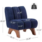 Chaise d'appoint sans accoudoirs Art Leon en tissu polaire avec pieds en bois d'hévéa