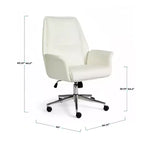 Chaise de bureau rembourrée Martha Stewart Maxine en blanc/nickel poli