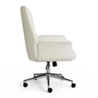 Chaise de bureau rembourrée Martha Stewart Maxine en blanc/nickel poli