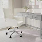 Chaise de bureau rembourrée Martha Stewart Maxine en blanc/nickel poli