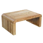 Table basse Royal Hampton, fabriquée à la main en bois d'acacia naturel, plateau rectangulaire incurvé en cascade, 91 cm