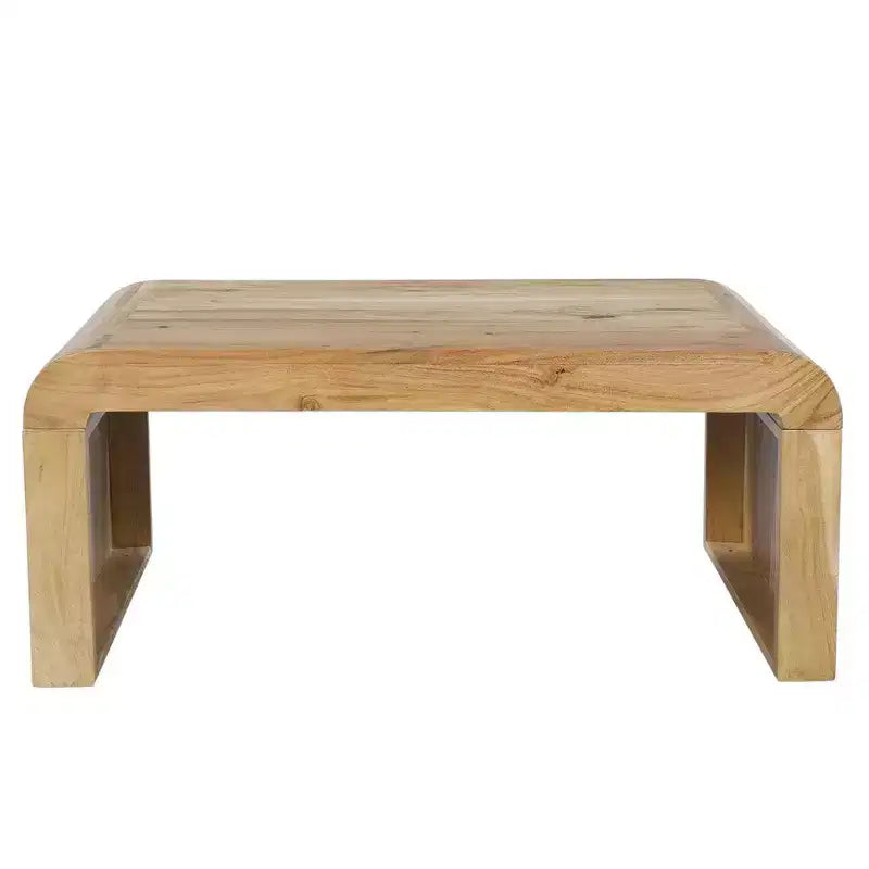 Table basse Royal Hampton, fabriquée à la main en bois d'acacia naturel, plateau rectangulaire incurvé en cascade, 91 cm