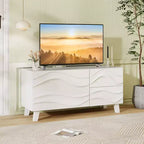 Meuble TV Costway 38 po pour téléviseur 44 po avec tiroirs Meuble console multimédia gravé blanc