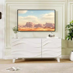 Meuble TV Costway 38 po pour téléviseur 44 po avec tiroirs Meuble console multimédia gravé blanc