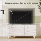 Meuble TV Costway 38 po pour téléviseur 44 po avec tiroirs Meuble console multimédia gravé blanc