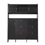 Meuble à chaussures multifonctionnel avec seau basculant, armoire de rangement pour entrée, organisateur de porte-chaussures avec 6 tiroirs rabattables et 4 crochets, blanc/noir-ModernLuxe