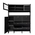 Meuble à chaussures multifonctionnel avec seau basculant, armoire de rangement pour entrée, organisateur de porte-chaussures avec 6 tiroirs rabattables et 4 crochets, blanc/noir-ModernLuxe