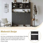 Meuble à chaussures multifonctionnel avec seau basculant, armoire de rangement pour entrée, organisateur de porte-chaussures avec 6 tiroirs rabattables et 4 crochets, blanc/noir-ModernLuxe