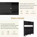 Meuble à chaussures multifonctionnel avec seau basculant, armoire de rangement pour entrée, organisateur de porte-chaussures avec 6 tiroirs rabattables et 4 crochets, blanc/noir-ModernLuxe