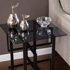 Table d'appoint Clanlin à plateau en verre - Noire - SEI