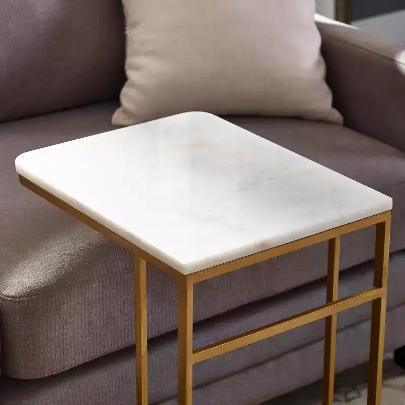 Table basse d'appoint en marbre Fallon - Doré - SEI