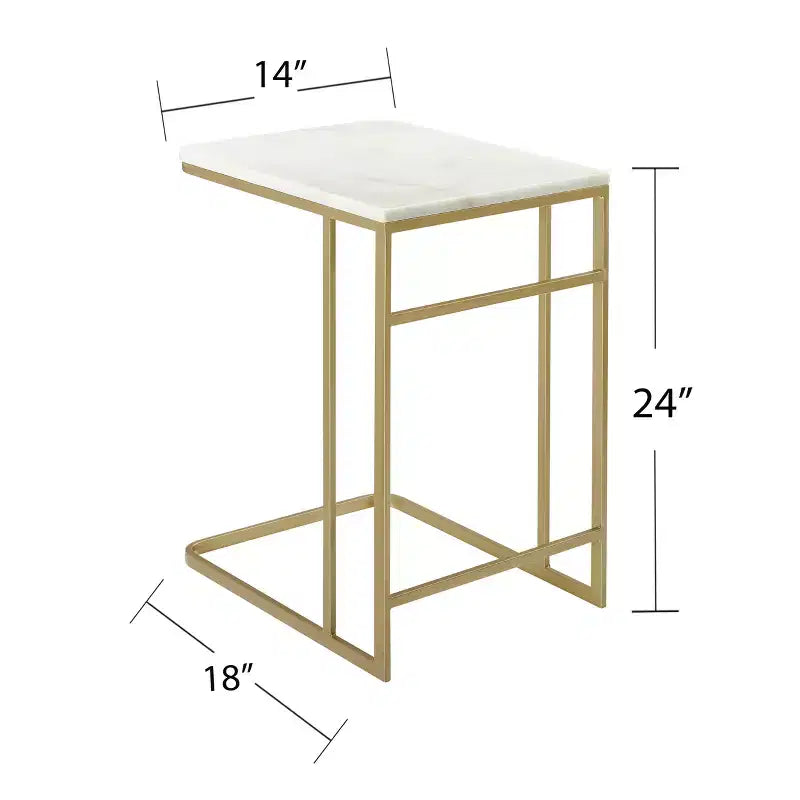 Table basse d'appoint en marbre Fallon - Doré - SEI