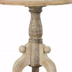 Table d'appoint Royal Hampton en bois de manguier sculpté avec plateau rond et piédestal