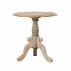 Table d'appoint Royal Hampton en bois de manguier sculpté avec plateau rond et piédestal