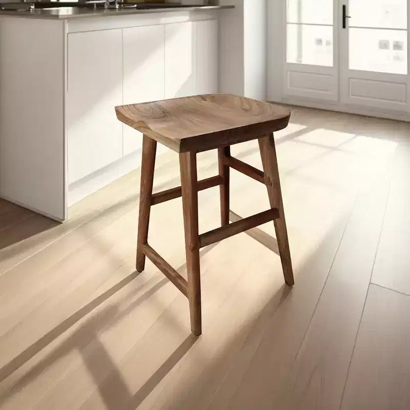 Tabouret de comptoir Royal Hampton en bois d'acacia sans dossier, fait à la main, hauteur 61 cm