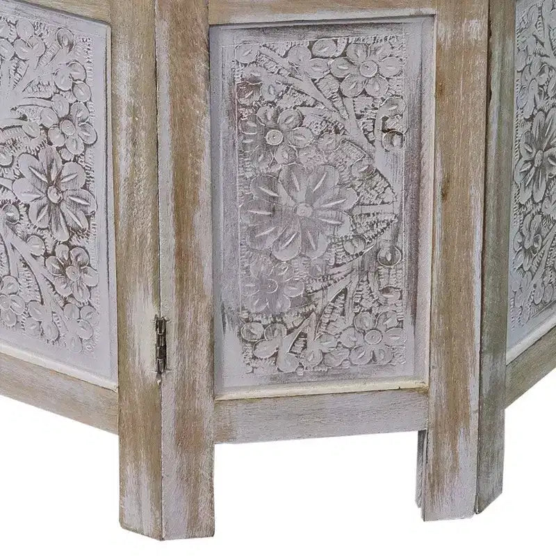 Table d'appoint Royal Hampton de 45 cm avec incrustation sculptée à la main, motif mandala et plateau rond en bois de manguier