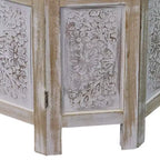 Table d'appoint Royal Hampton de 45 cm avec incrustation sculptée à la main, motif mandala et plateau rond en bois de manguier