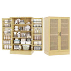 Meuble de cuisine Karl Home en rotin avec 2 portes et étagères réglables Meuble de rangement