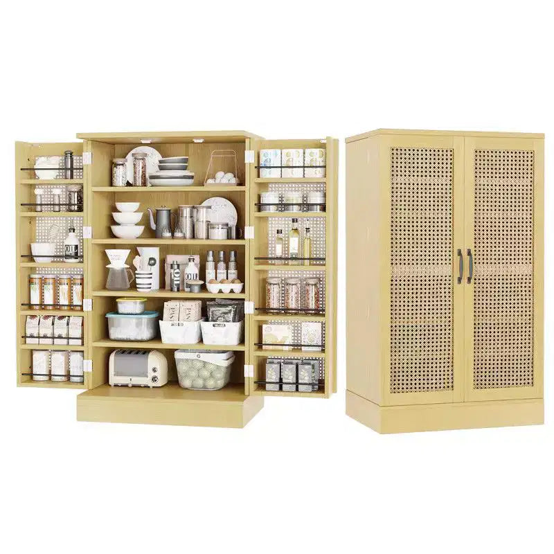 Meuble de cuisine Karl Home en rotin avec 2 portes et étagères réglables Meuble de rangement