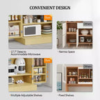 Meuble de cuisine Karl Home en rotin avec 2 portes et étagères réglables Meuble de rangement