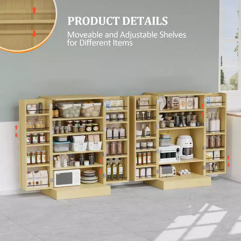 Meuble de cuisine Karl Home en rotin avec 2 portes et étagères réglables Meuble de rangement