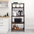 Karl Home Étagère de Cuisine 5 Niveaux avec 10 Crochets en S et 3 Cubes Marron Rustique