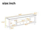 MAYEERTY Meuble TV moderne avec compartiment ouvert, 2 tiroirs, 2 armoires et 5 pieds solides pour salon, blanc