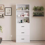 Karl Home White Display Cabinet with 3-layer 3-drawer 2 USB 2 Outlet 70.86in.H