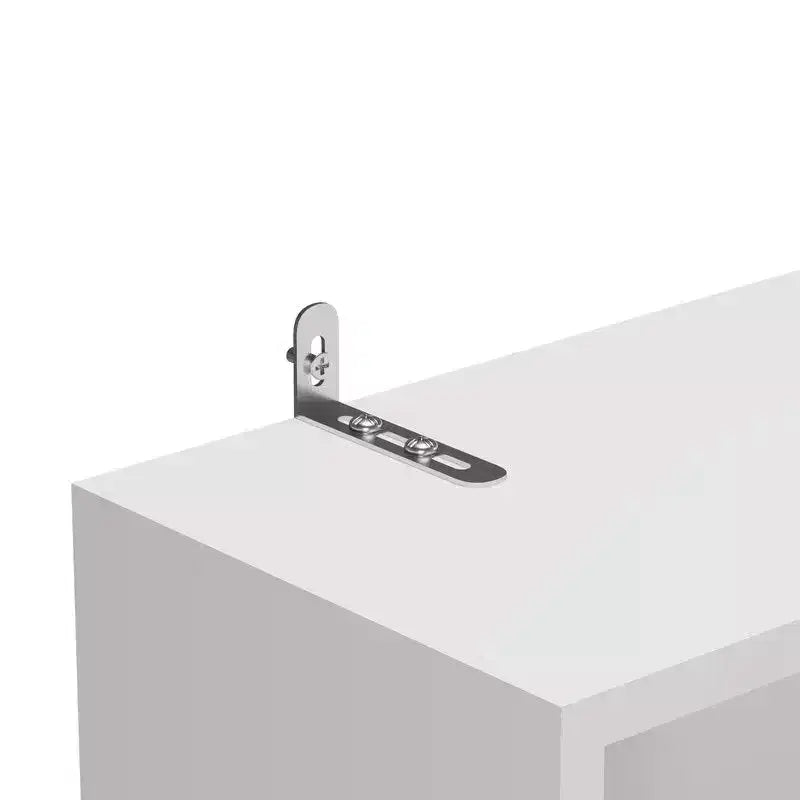 Vitrine d'exposition blanche Karl Home avec 3 étagères, 3 tiroirs, 2 ports USB, 2 prises de courant, 180 cm de haut.