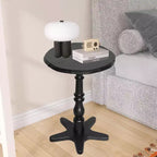 MAYEERTY Table Basse Ronde 40 cm, Tables d'Appoint en Bois avec Pied Central, Table de Chevet d'Appoint Vintage pour Salon, Noir