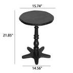 MAYEERTY Table Basse Ronde 40 cm, Tables d'Appoint en Bois avec Pied Central, Table de Chevet d'Appoint Vintage pour Salon, Noir