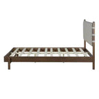 Lit Christopher Knight Home Evelyn en bois d'hévéa de style milieu de siècle avec tête de lit rembourrée