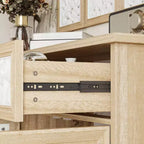 Famapy Bibliothèque Étagère sculptée Buffet Vitrine avec Portes Découpées Blanches et Panneau Mural Assorti Console de Rangement d'Entrée Commode
