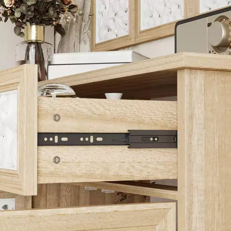 Famapy Bibliothèque Étagère sculptée Buffet Vitrine avec Portes Découpées Blanches et Panneau Mural Assorti Console de Rangement d'Entrée Commode