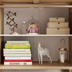 Famapy Bibliothèque Étagère sculptée Buffet Vitrine avec Portes Découpées Blanches et Panneau Mural Assorti Console de Rangement d'Entrée Commode