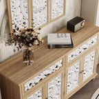 Famapy Bibliothèque Étagère sculptée Buffet Vitrine avec Portes Découpées Blanches et Panneau Mural Assorti Console de Rangement d'Entrée Commode